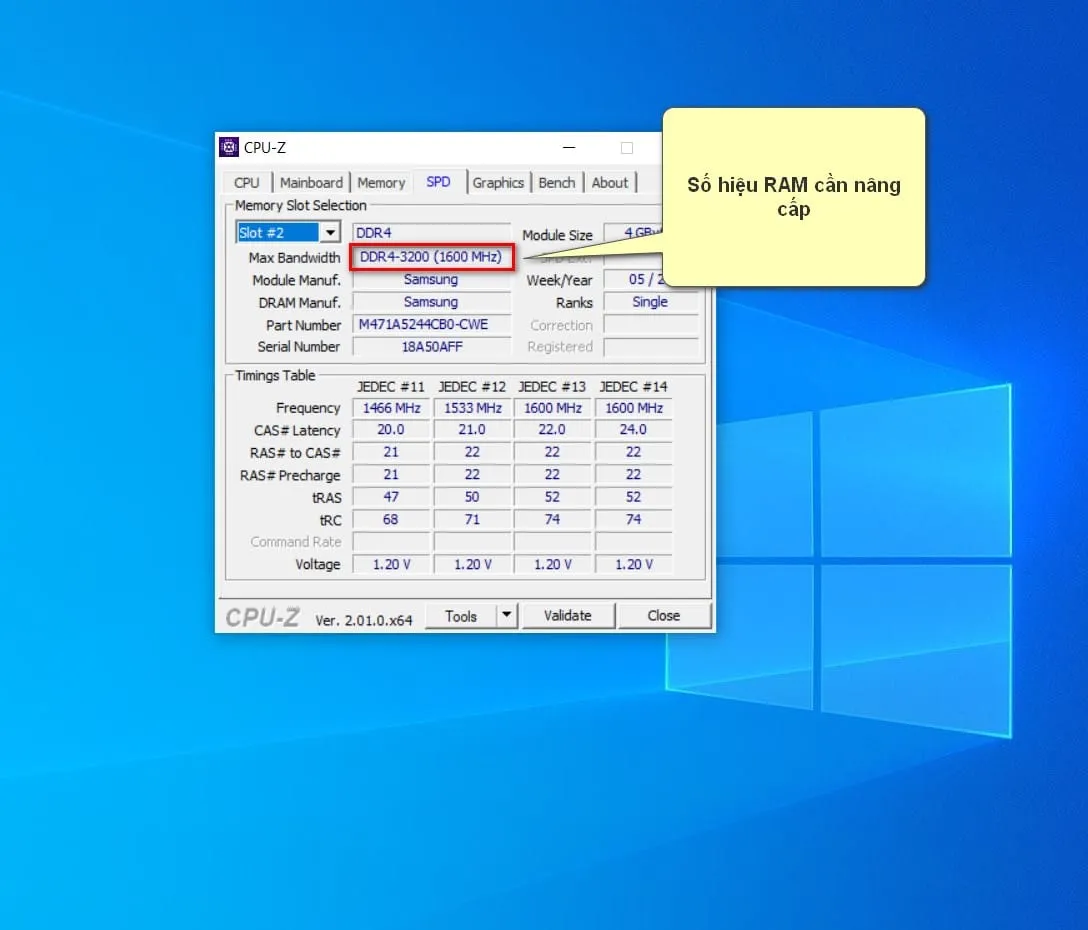 Thông số Max Bandwidth và tốc độ RAM (1600 MHz) cần thiết để đảm bảo sự tương thích khi nâng cấp