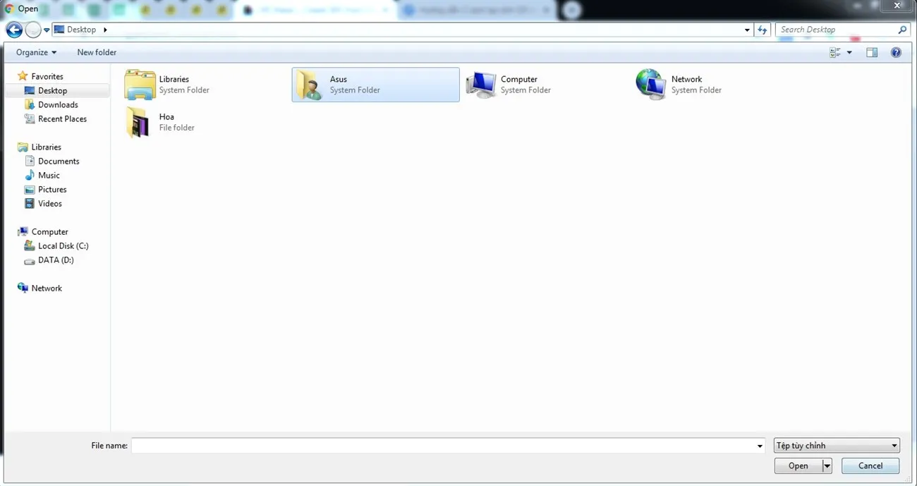 Hộp thoại chọn file video hoặc hình ảnh từ máy tính để tải lên trình tạo GIF Giphy