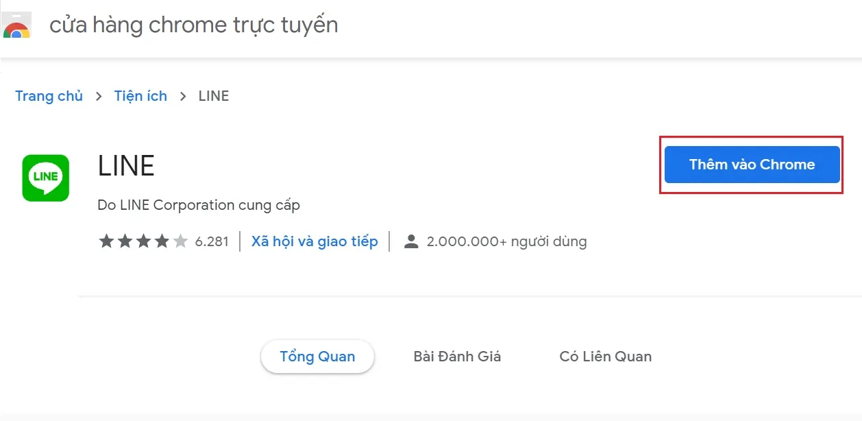 Truy cập Chrome Web Store để tìm tiện ích Line