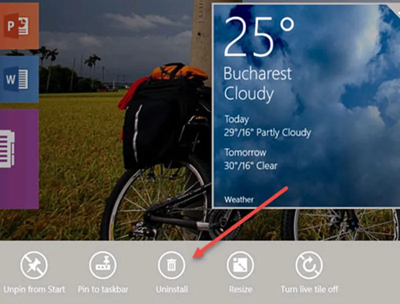 Gỡ ứng dụng cài từ Micosoft Store và chương trình từ màn hình Start