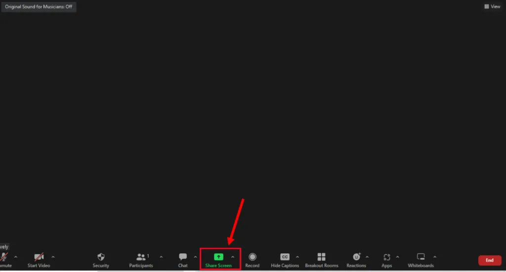 Nhấn nút Share Screen trong Zoom