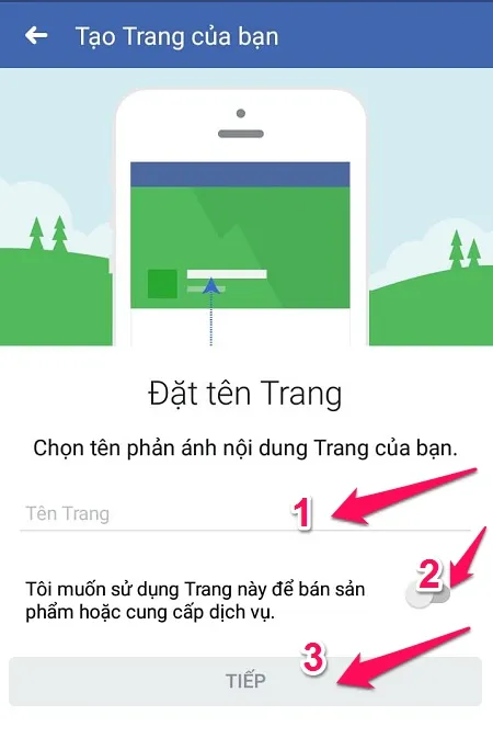 Giao diện nhập tên trang trên Facebook, thể hiện bước điền thông tin/link cần thiết để tải clip