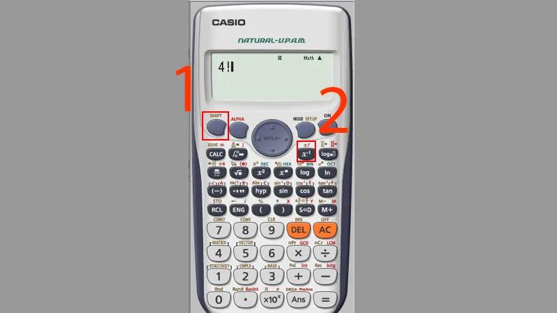 Thực hiện tính hoán vị 4! bằng cách bấm máy tính Casio