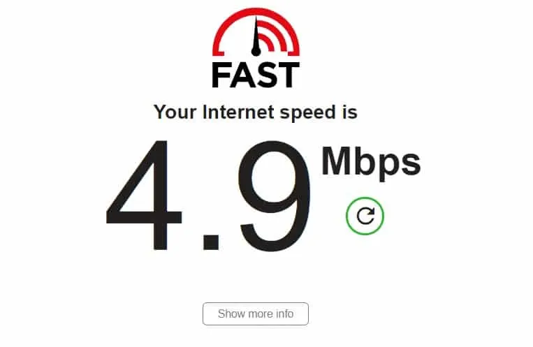 Fast.com, công cụ giúp kiểm tra độ ổn định của kết nối wifi sau khi thiết lập.