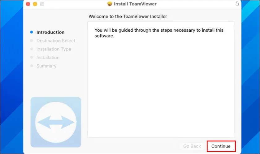 Nhấn chọn Continue (Tiếp tục)