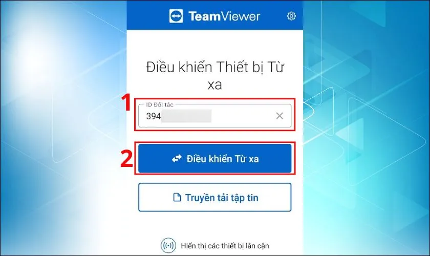 Nhấn Điều khiển từ xa
