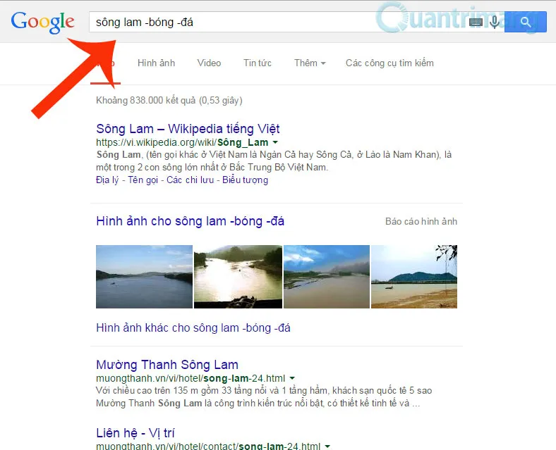 Hình minh họa cách dùng dấu gạch nối để loại bỏ kết quả tìm kiếm không mong muốn, tập trung vào chủ đề chính