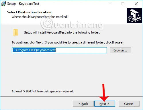 Lựa Chọn Thư Mục Để Thiết Lập Phần Mềm Kiểm Tra Bàn Phím KeyboardTest