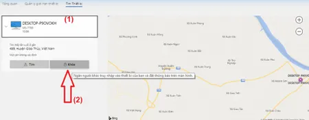 Cửa sổ xác nhận lệnh khóa trên tài khoản Microsoft, cho phép người dùng nhập tin nhắn hiển thị trên màn hình khóa