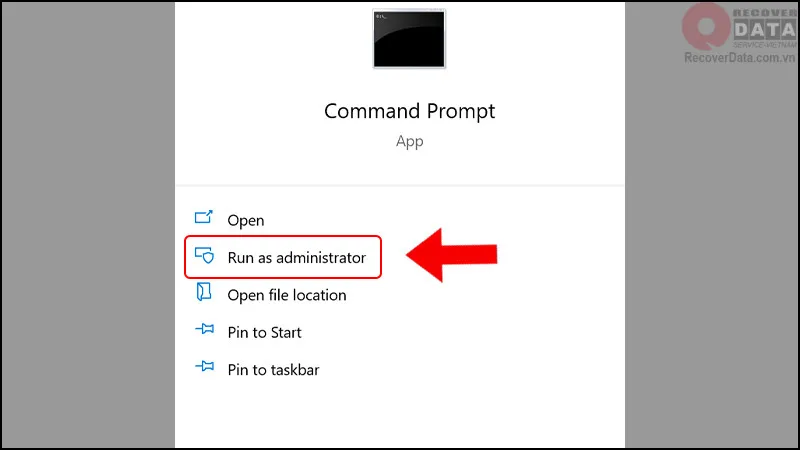 Khôi phục file đã xóa bằng Command Prompt - Bước 1