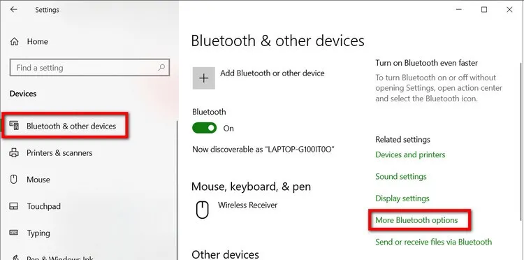 Kích hoạt trạng thái Bluetooth 'On' trong cài đặt Windows để nhận diện thiết bị chuyển ảnh từ iPhone sang máy tính