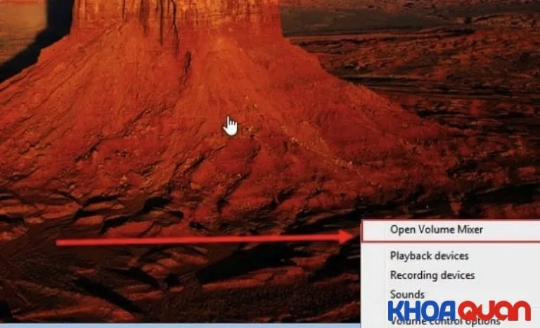 Mở Open Volume Mixer để điều chỉnh âm thanh máy tính