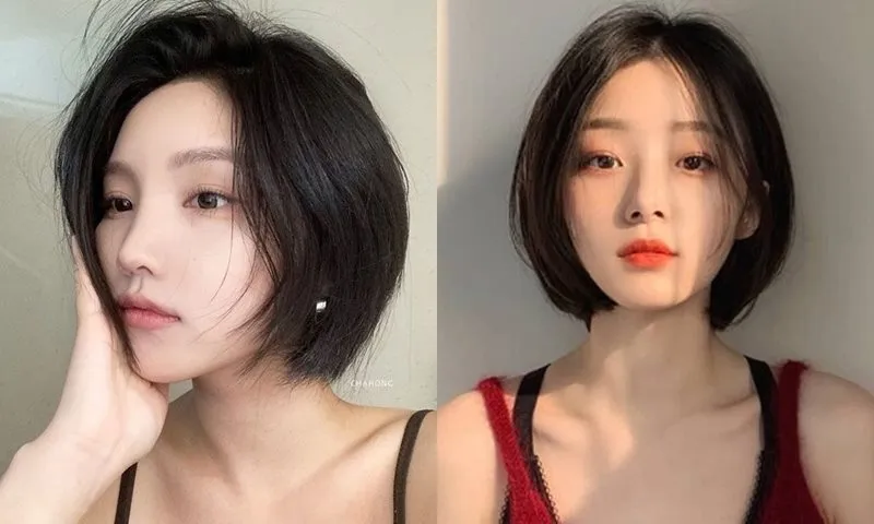 Hình ảnh người mẫu tóc bob tỉa ngắn, thể hiện sự đơn giản và thanh lịch trong thiết kế
