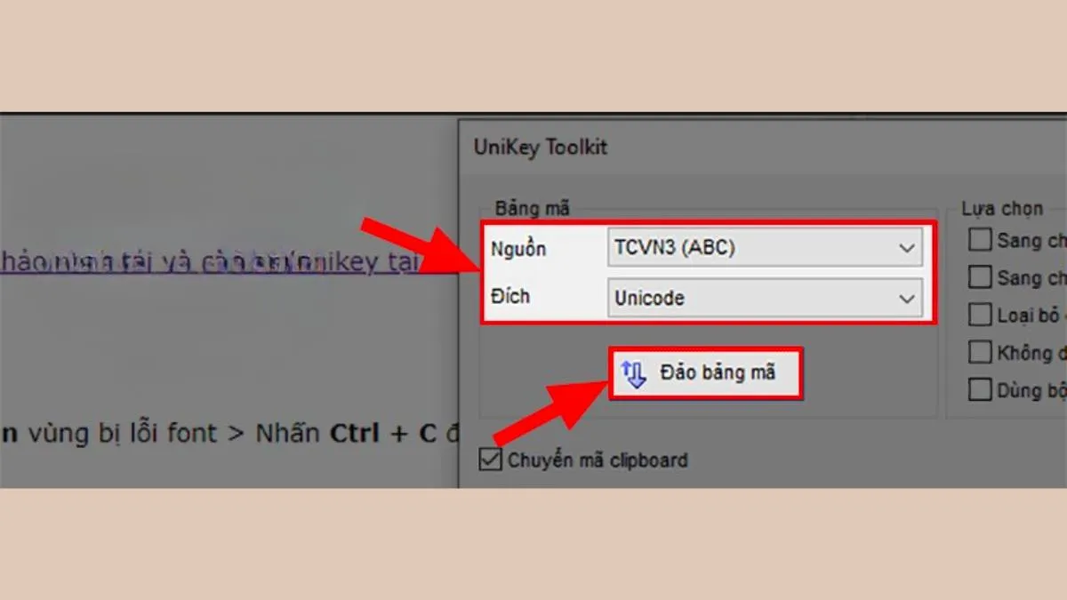 Sửa lỗi font chữ trên máy tính qua Unikey bước 4