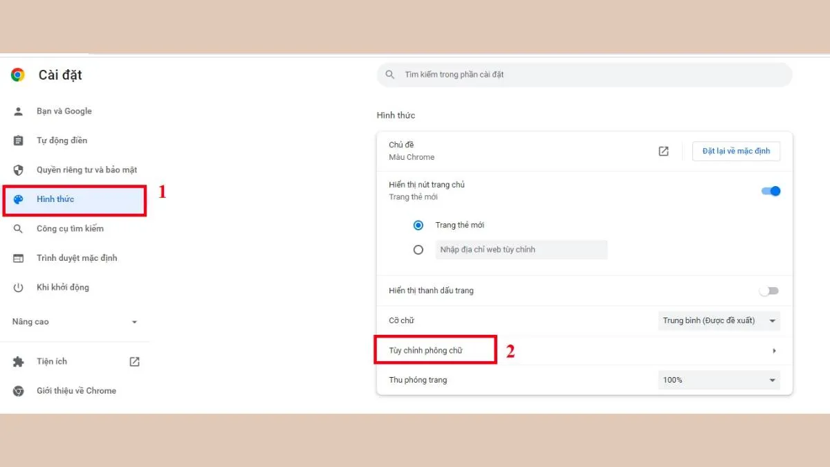 Sửa lỗi font chữ trên Chrome bước 2