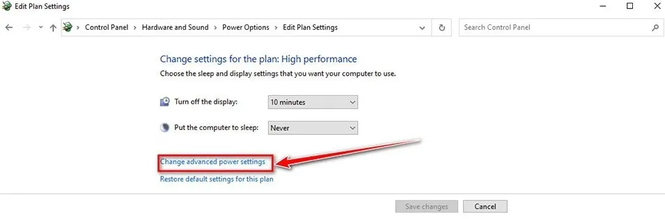 Giao diện Advanced Power Settings cho phép tùy chỉnh chuyên sâu để màn hình máy tính luôn bật