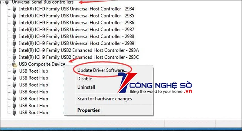 Quy trình cài đặt và cập nhật lại Driver USB qua Device Manager