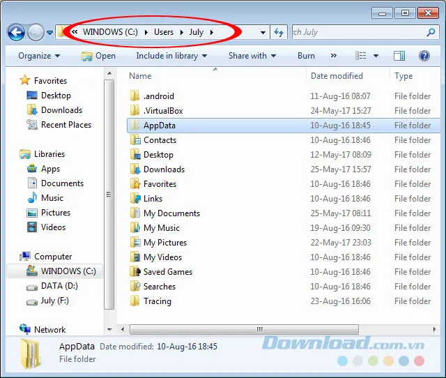 Truy cập thư mục hệ thống qua Windows Explorer