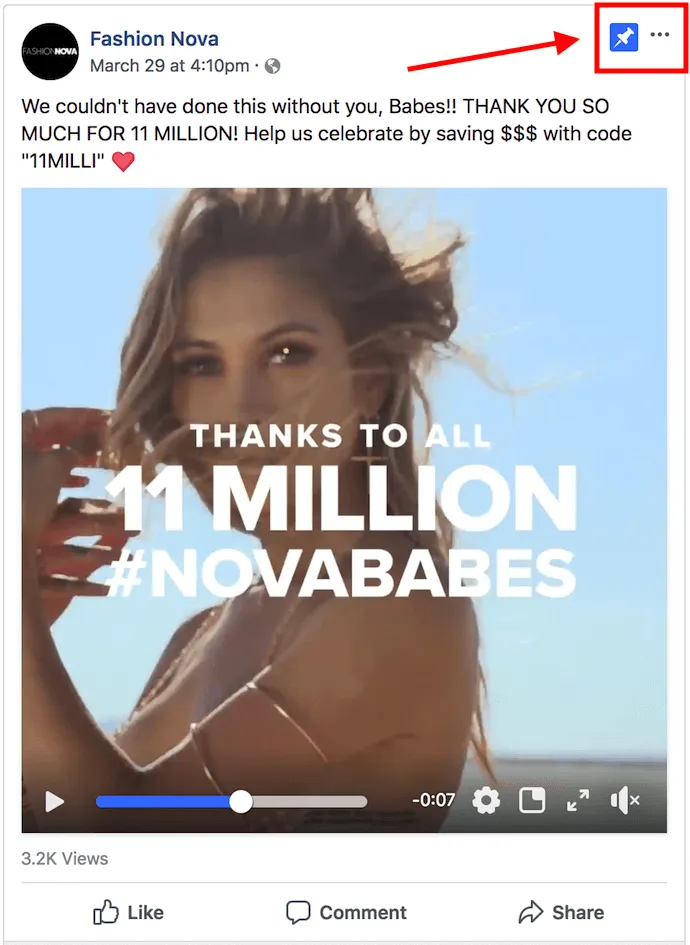 Ghim bài đăng video lên đầu trang Fanpage Facebook