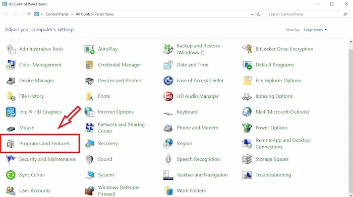 Giao Diện Programs and Features Trong Control Panel Windows Để Gỡ Cài Đặt Google Drive