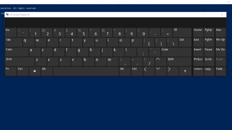 Giao diện bàn phím ảo mở từ Powershell