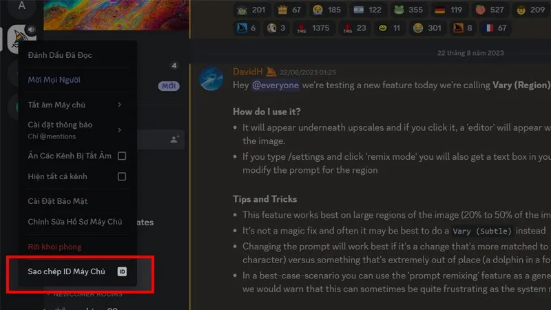 Lựa chọn Sao chép ID Kênh (Channel ID) trên Discord PC