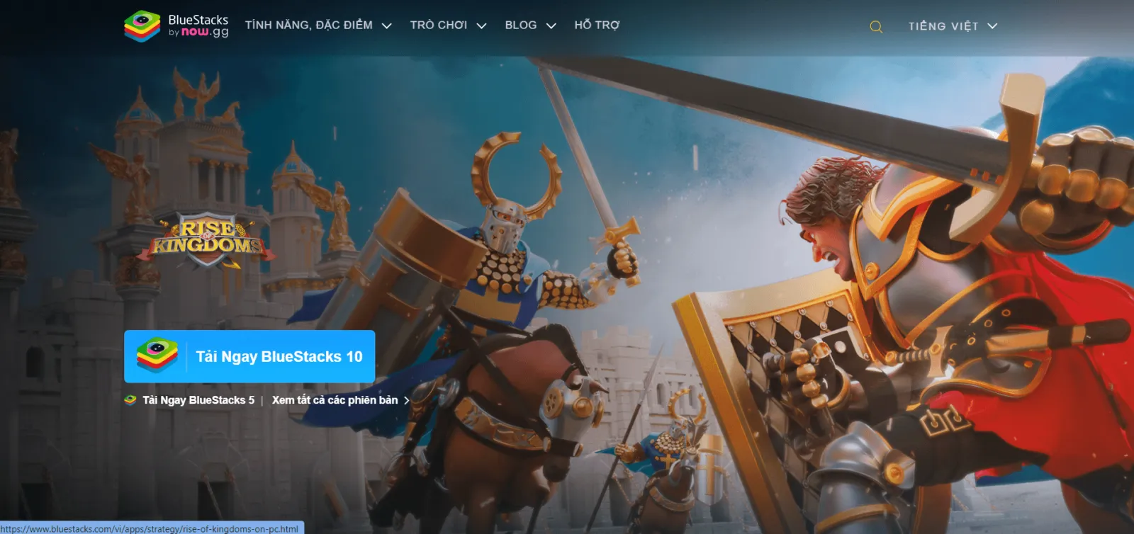 Giao diện website BlueStacks, nền tảng giả lập hệ điều hành Android phổ biến