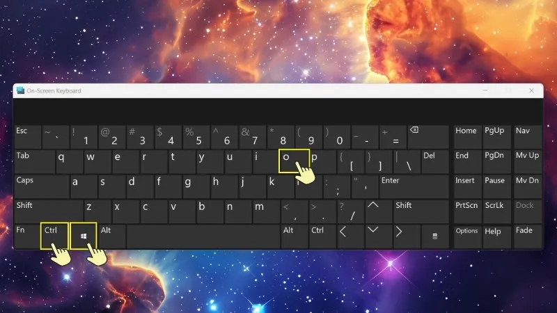 Tổ hợp phím tắt Windows + Ctrl + O để kích hoạt bàn phím ảo (OSK) trên hệ điều hành Windows