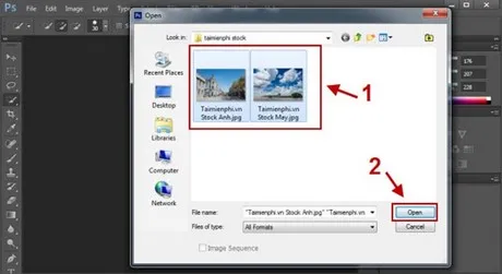 Mở nhiều file ảnh trong Photoshop, bước chuẩn bị quan trọng khi thực hiện kỹ thuật ghép ảnh layer mask