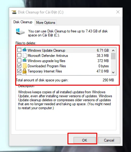 Danh sách các loại tập tin hệ thống có thể xóa để giải phóng dung lượng ổ đĩa