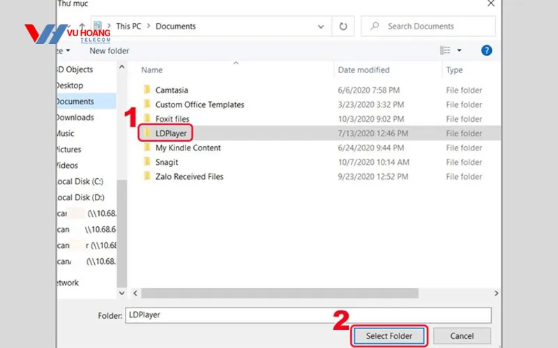 Chọn Select Folder để xác nhận gửi thư mục tài liệu PowerPoint qua Zalo