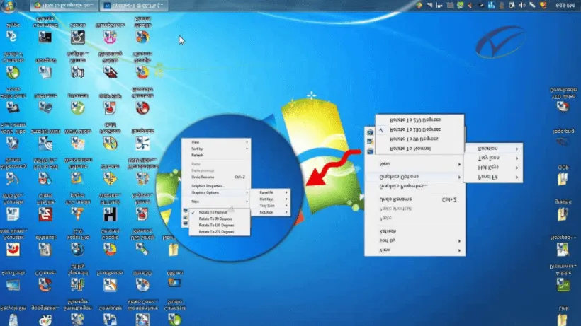 Sử dụng tổ hợp phím CTRL ALT và mũi tên để thực hiện cách xử lý màn hình máy tính bị ngược nhanh chóng
