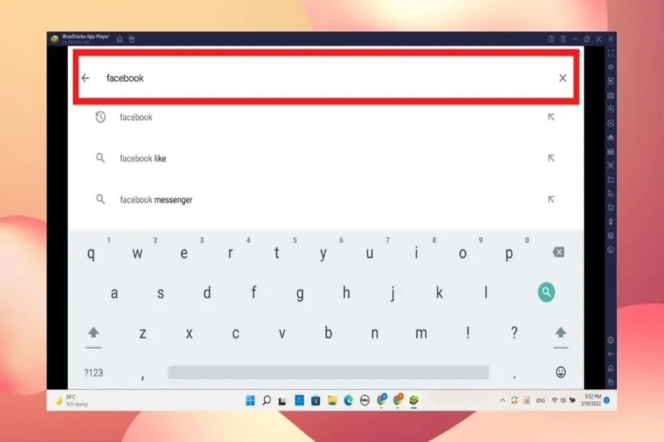 Sử dụng thanh tìm kiếm trong CH Play để tìm kiếm ứng dụng Facebook phiên bản di động.