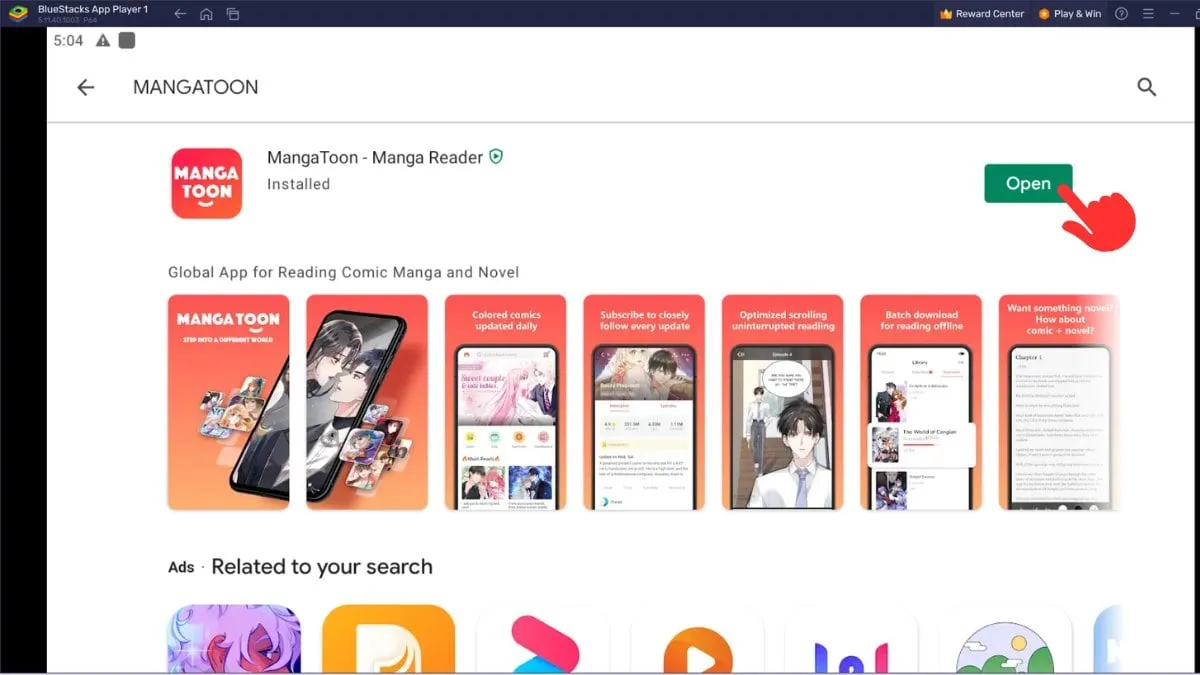 Bước 3: Cách tải MangaToon cho máy tính trong BlueStacks