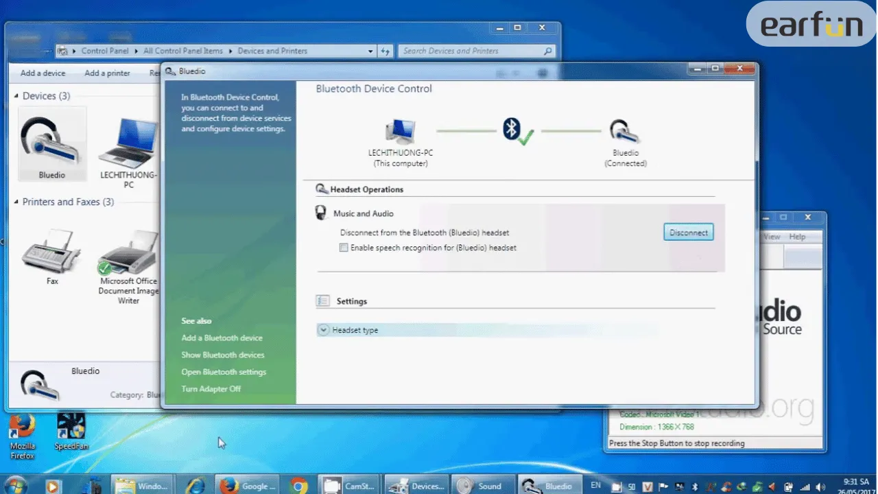 Kết nối Tai nghe Bluetooth cho máy tính hệ điều hành Windows 7