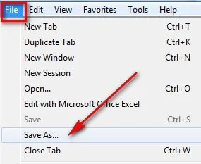 Menu File và lệnh Save As trong giao diện Internet Explorer, phương pháp cơ bản để tải ảnh trên web