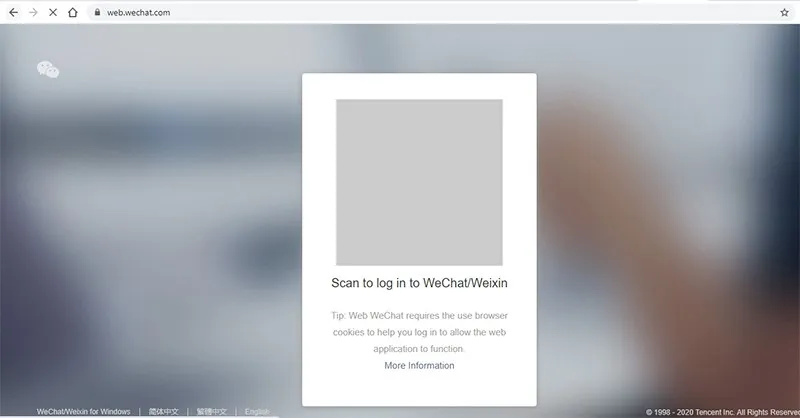 Giao diện đăng nhập WeChat trên máy tính yêu cầu quét mã QR để xác thực