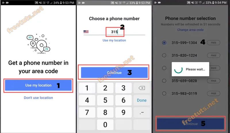 Chọn mã vùng và số điện thoại ảo miễn phí trong ứng dụng TextNow.