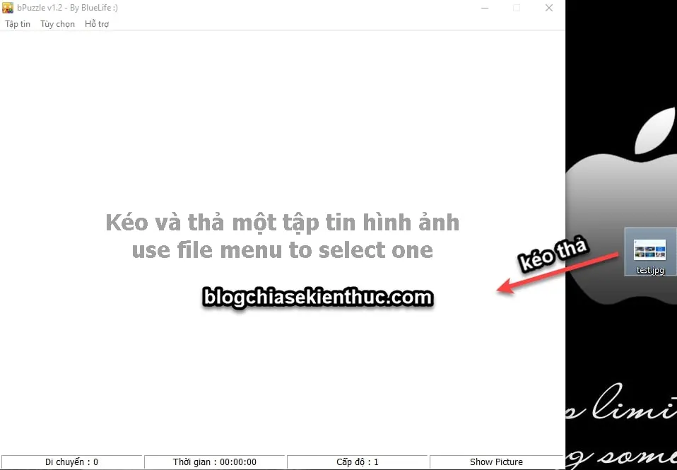 Giao diện Bpuzzle đã được thêm hình ảnh cá nhân (Custom Image) vào, minh họa việc tạo trò chơi ghép hình với ảnh tùy chỉnh.