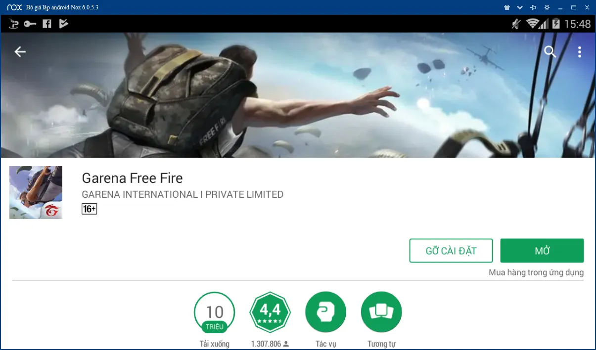 Màn hình tải game Garena Free Fire trên giả lập NoxPlayer