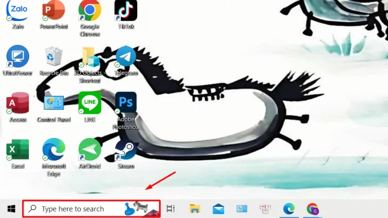 Nhấp chuột vào thanh tìm kiếm Windows để mở bàn phím ảo