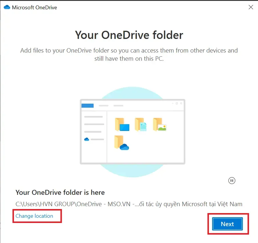 cách đồng bộ onedrive với máy tính thay đổi vị trí thư mục lưu trữ