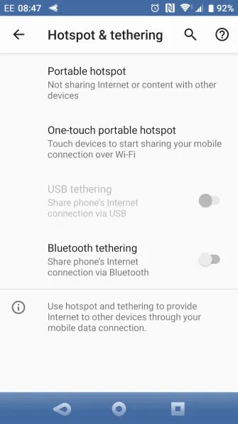 Mở Settings > Network & internet > Hotspot & tethering