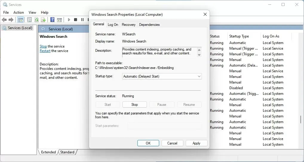 Cửa sổ services.msc để quản lý dịch vụ Windows