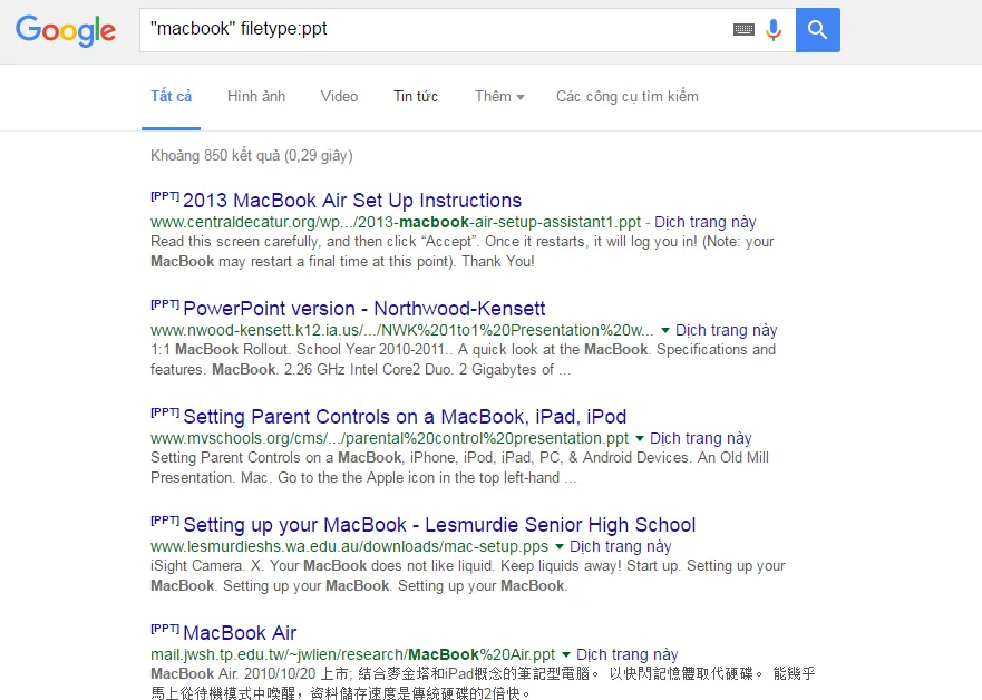 Ảnh minh họa tệp dữ liệu email Outlook (PST/OST), sử dụng cú pháp tìm kiếm filetype:pst
