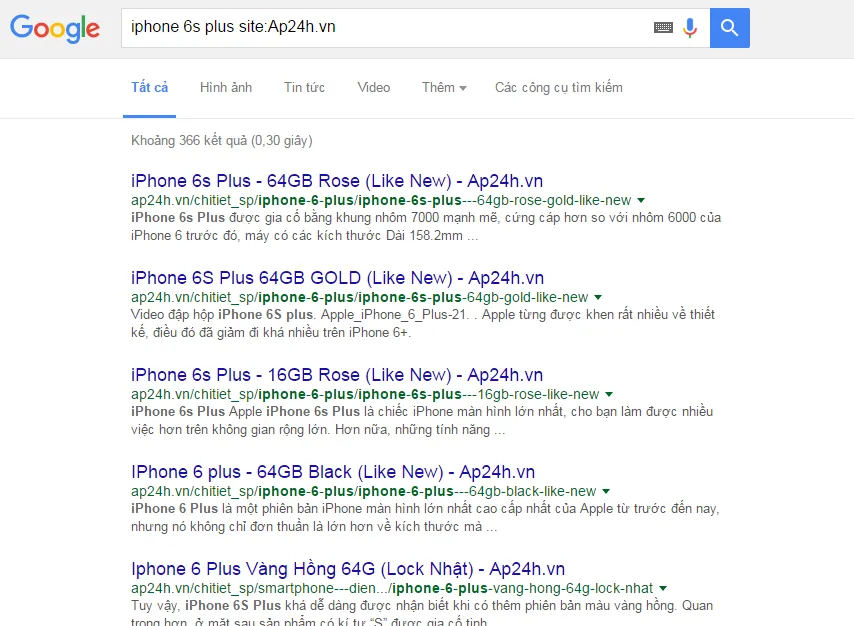 Ảnh minh họa việc giới hạn tìm kiếm theo tên miền (site:URL), áp dụng vào việc kiểm tra cài đặt máy chủ mail công ty