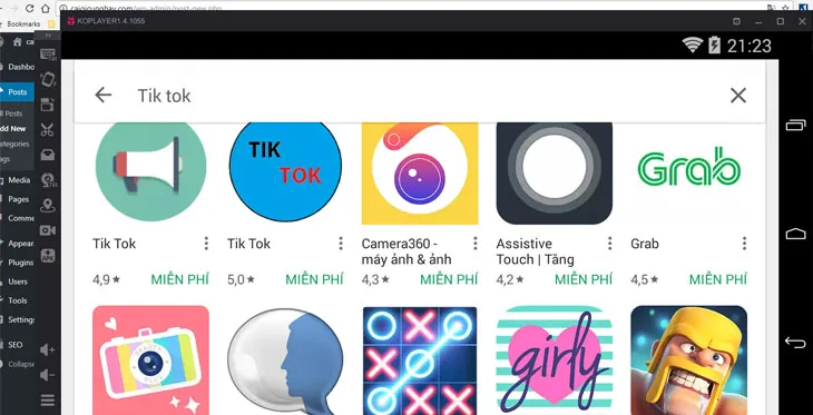 Tìm kiếm ứng dụng TikTok trong Google Play Store thông qua phần mềm giả lập để thực hiện cách cài đặt tik tok trên máy tính nhanh chóng