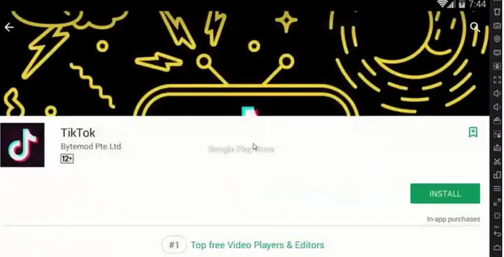 Màn hình xác nhận cài đặt TikTok trên máy tính sau khi tìm thấy ứng dụng.