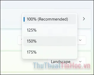 Lựa chọn tỷ lệ hiển thị Scale trong Windows 11 để tối ưu hóa kích thước icon và giao diện.