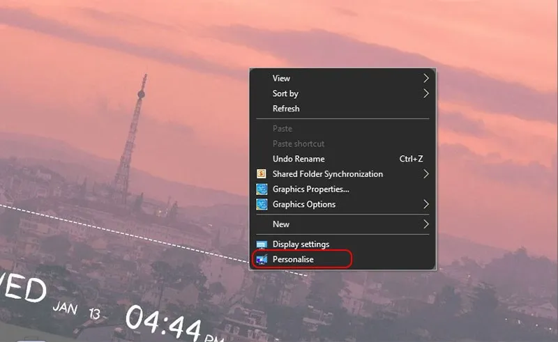 Mở cài đặt Personalize để cá nhân hóa hình nền máy tính